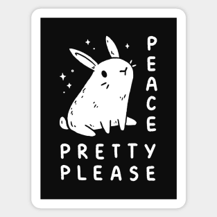 cute bunny rabbit saying peace pretty please Sticker